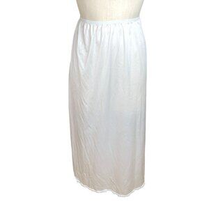 Vintage Vanity Fail Half Slip Long Slit Small Womens Nylon w Lace Trim Lingerie